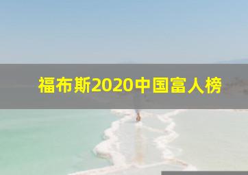 福布斯2020中国富人榜