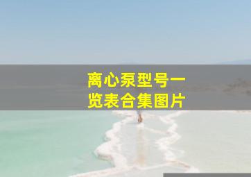 离心泵型号一览表合集图片