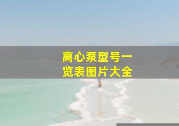 离心泵型号一览表图片大全