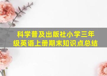 科学普及出版社小学三年级英语上册期末知识点总结