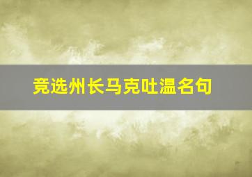 竞选州长马克吐温名句