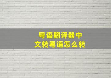 粤语翻译器中文转粤语怎么转