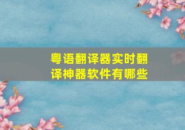 粤语翻译器实时翻译神器软件有哪些