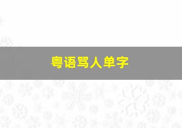 粤语骂人单字