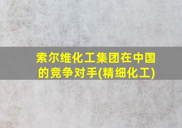 索尔维化工集团在中国的竞争对手(精细化工)