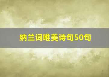 纳兰词唯美诗句50句