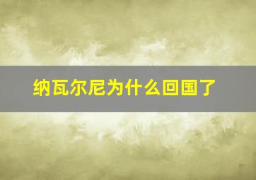 纳瓦尔尼为什么回国了