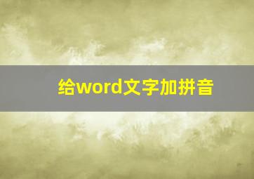 给word文字加拼音