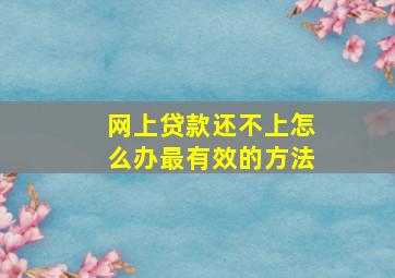 网上贷款还不上怎么办最有效的方法