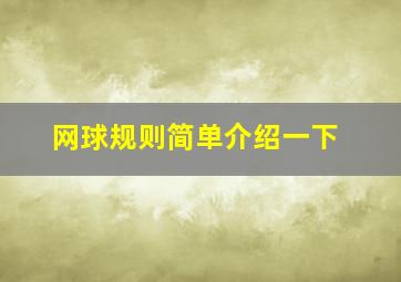 网球规则简单介绍一下