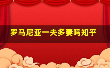 罗马尼亚一夫多妻吗知乎