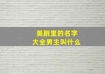 美剧里的名字大全男主叫什么