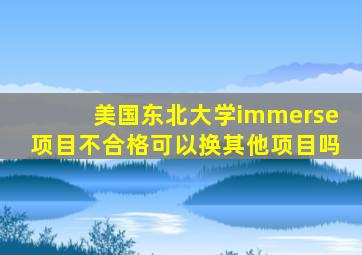 美国东北大学immerse项目不合格可以换其他项目吗