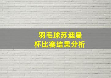 羽毛球苏迪曼杯比赛结果分析