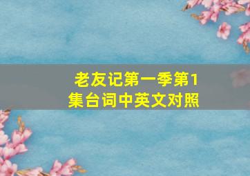 老友记第一季第1集台词中英文对照