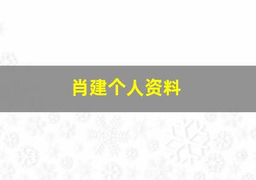 肖建个人资料