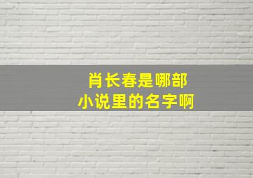 肖长春是哪部小说里的名字啊