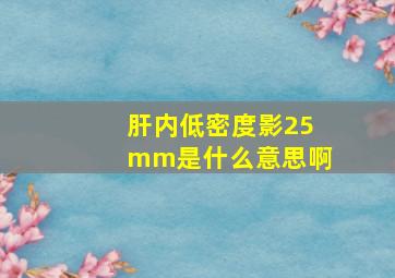 肝内低密度影25mm是什么意思啊