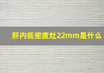 肝内低密度灶22mm是什么