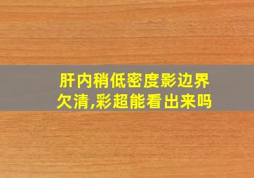 肝内稍低密度影边界欠清,彩超能看出来吗