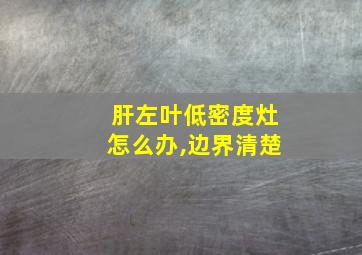 肝左叶低密度灶怎么办,边界清楚