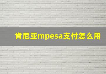 肯尼亚mpesa支付怎么用