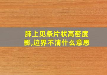 肺上见条片状高密度影,边界不清什么意思