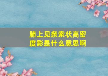 肺上见条索状高密度影是什么意思啊