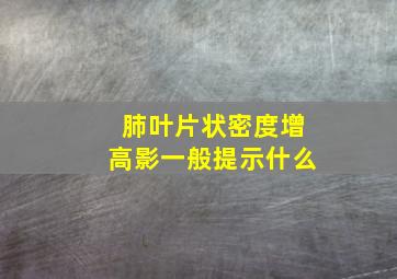 肺叶片状密度增高影一般提示什么