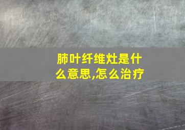 肺叶纤维灶是什么意思,怎么治疗