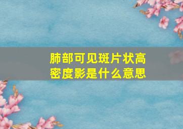 肺部可见斑片状高密度影是什么意思