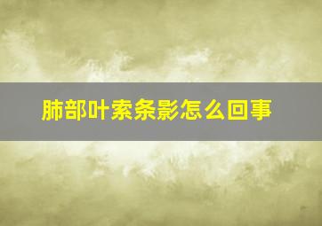 肺部叶索条影怎么回事