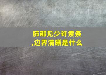 肺部见少许索条,边界清晰是什么