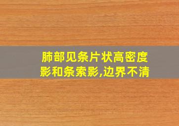 肺部见条片状高密度影和条索影,边界不清