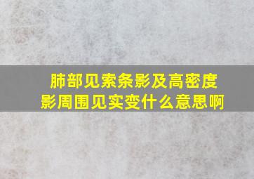 肺部见索条影及高密度影周围见实变什么意思啊