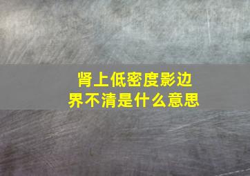 肾上低密度影边界不清是什么意思