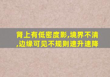 肾上有低密度影,境界不清,边缘可见不规则速升速降