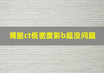 肾脏ct低密度影b超没问题