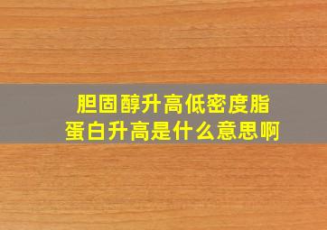 胆固醇升高低密度脂蛋白升高是什么意思啊