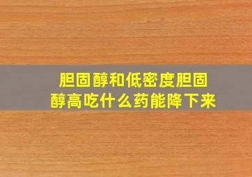 胆固醇和低密度胆固醇高吃什么药能降下来