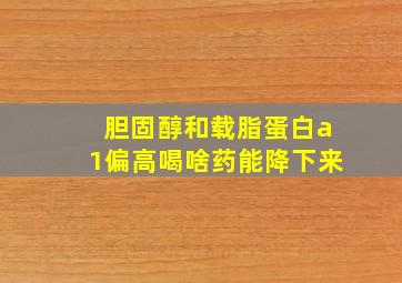 胆固醇和载脂蛋白a1偏高喝啥药能降下来