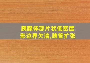 胰腺体部片状低密度影边界欠清,胰管扩张