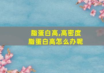 脂蛋白高,高密度脂蛋白高怎么办呢