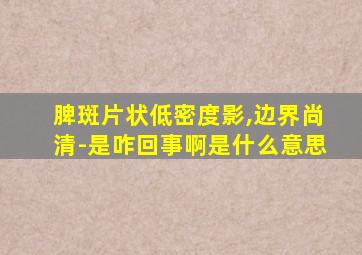 脾斑片状低密度影,边界尚清-是咋回事啊是什么意思