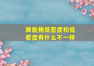 脾脏稍低密度和低密度有什么不一样