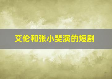 艾伦和张小斐演的短剧