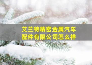 艾兰特精密金属汽车配件有限公司怎么样