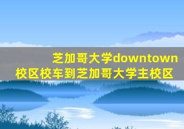 芝加哥大学downtown校区校车到芝加哥大学主校区