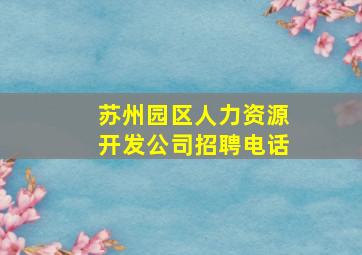 苏州园区人力资源开发公司招聘电话