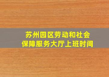 苏州园区劳动和社会保障服务大厅上班时间